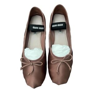 Miu Miu Satin Loafers in Rich Brown